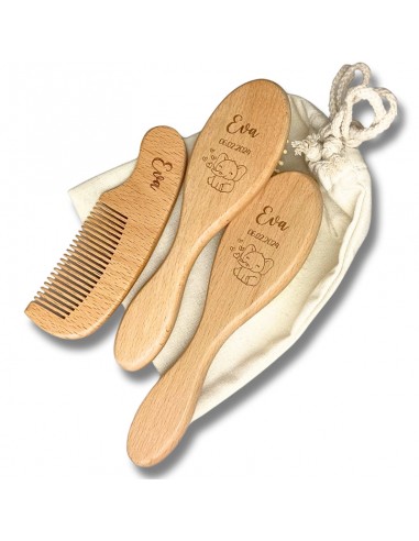 Kit brosses bébé personnalisé (2 Brosses, 1 peigne) s'inspire de l'anatomie humaine