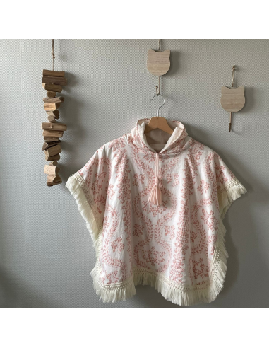 Poncho de bain bohème rose et blanc 2-3 ans hantent personnes