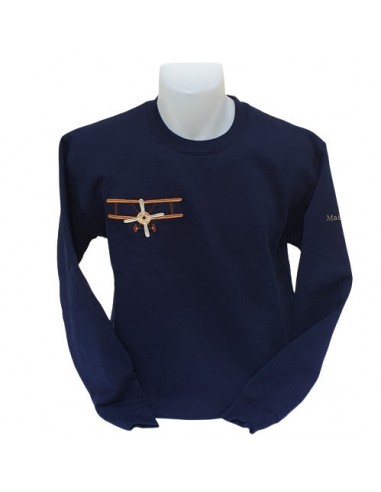 Sweat-Shirt bleu marine - Broderie Avion brillant des détails fins