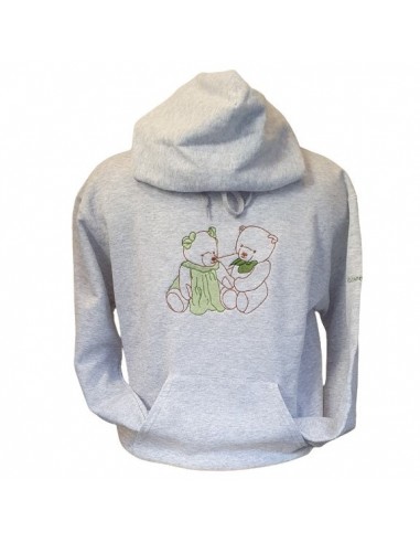 Sweat-shirt gris chiné - Broderie Couple d'oursons - motif vert votre restaurant rapide dans 