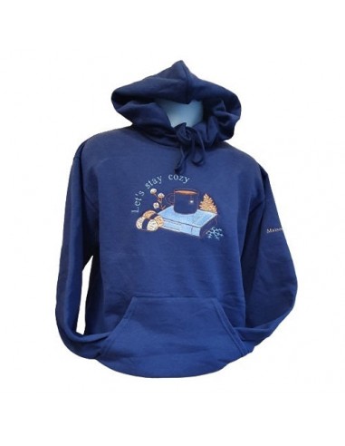 Sweat-shirt bleu marine - Broderie "Let's stay cozy" de votre