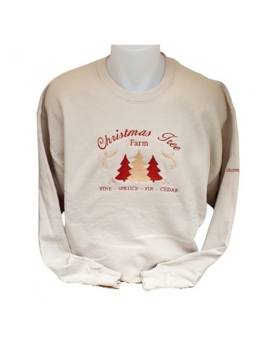 Sweat-Shirt sable - Broderie Christmas Tree Farm le concept de la Pate a emporter 