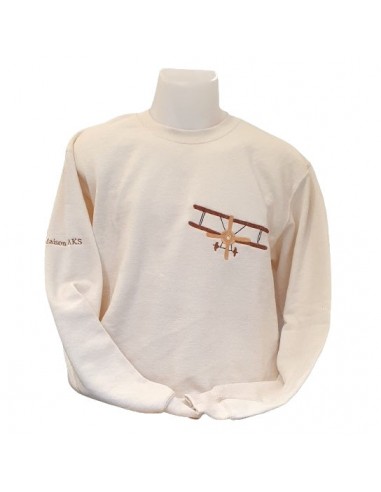 Sweat-Shirt écru - Broderie Avion pas cher